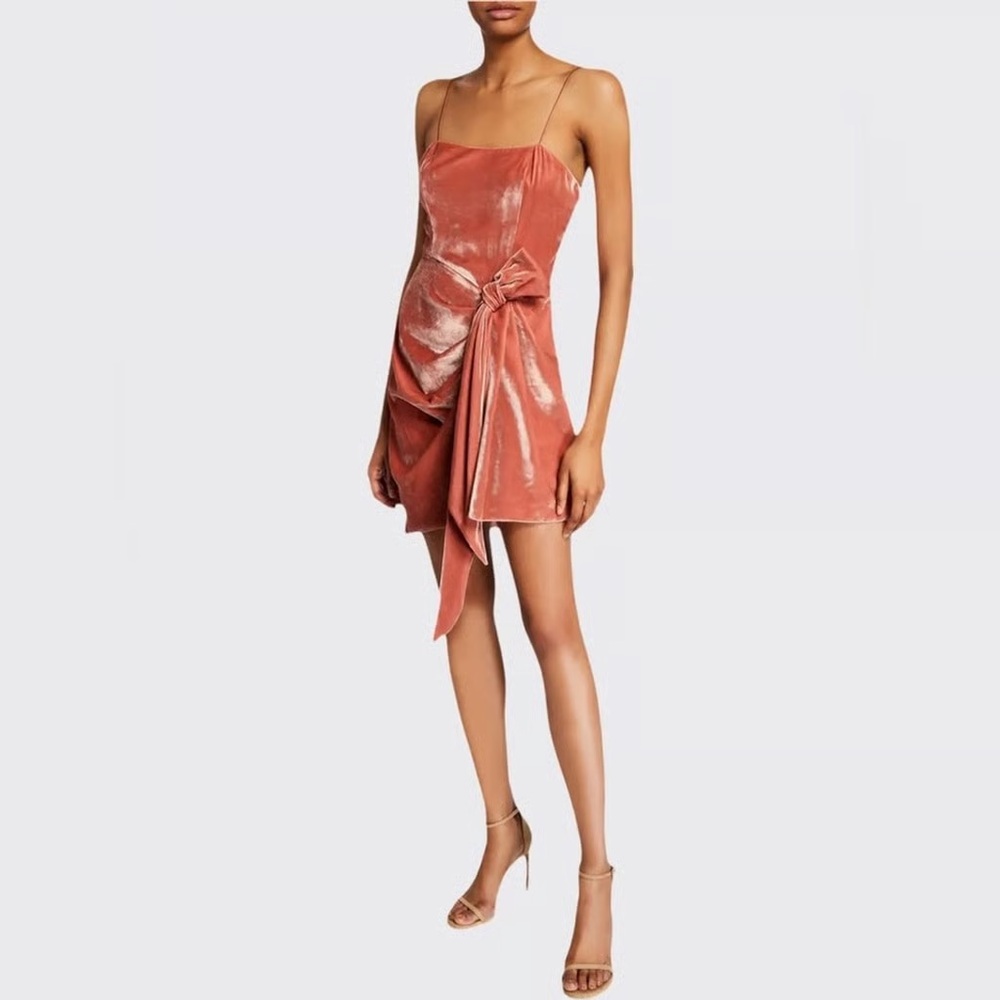 Cinq a Sept Kiki Draped Velvet Mini Dress Silk Blend Rose Pink Size 4